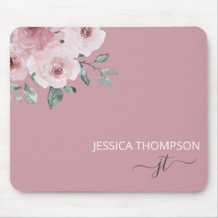 Mousepad Dusty Rosa Floral Modern Monograma