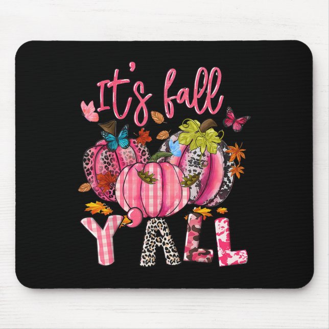Mousepad É Fall Y'all Pumpkins Nk Ribbon Breast Cancer A (Frente)