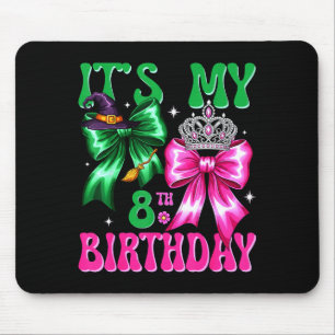 Mousepad É Meu 8º Aniversário Bruxa Nk e Laço Verde Crochê