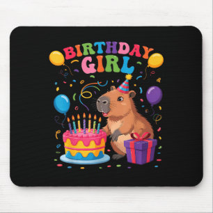 Mousepad É Meu Aniversário Garota Amantes de Capivara Festa