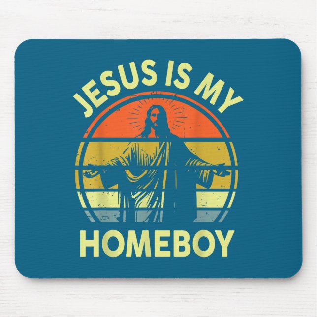 Mousepad É Meu Jesus Homeboy Retro Cristão Religioso (Frente)