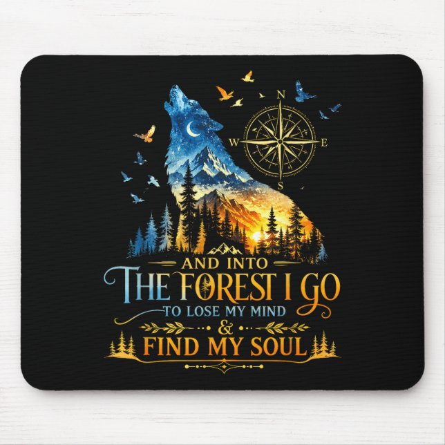 Mousepad E na floresta vou perder a cabeça acampando lobo (Frente)