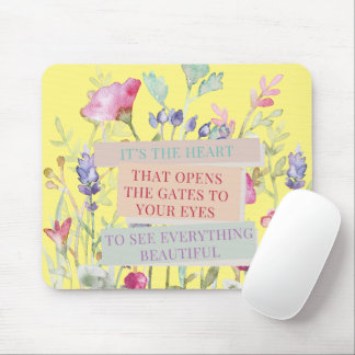 Mousepad É o coração que abre os portões, jardim floral