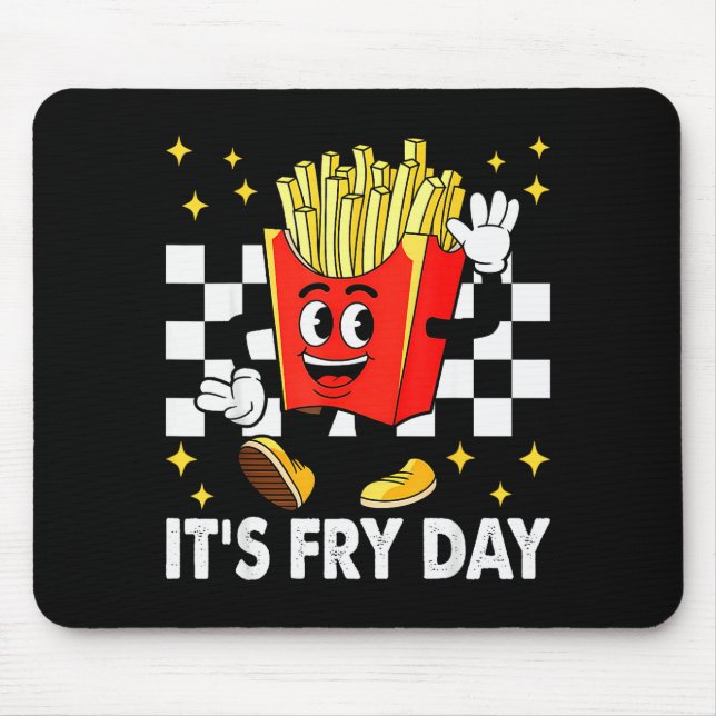 Mousepad É o Dia da Batata Frita - Comida Rápida de Batatas (Frente)