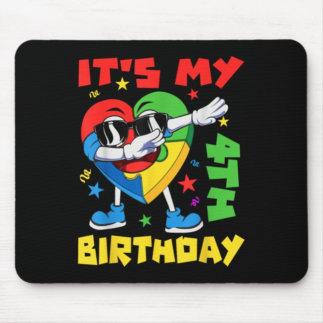 Mousepad É O Meu Quarto Aniversário A Dabbing Quebra-cabeça (Frente)