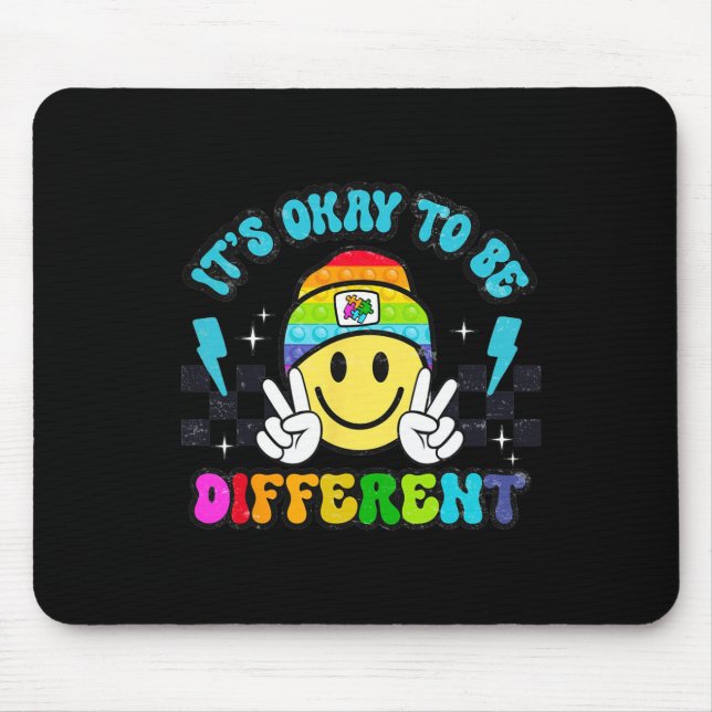 Mousepad É Okay Ser Diferente Sorriso Face Puzzle Autismo (Frente)