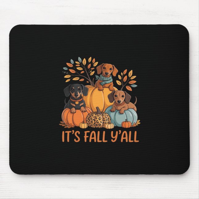 Mousepad É outono Todos Outono Dachshund Pumpkins Queda (Frente)