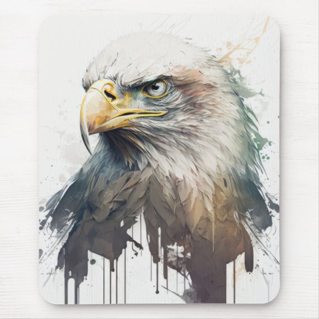 Mousepad Eagle Bird Retrato Animal Pintando Vida Selvagem (Frente)