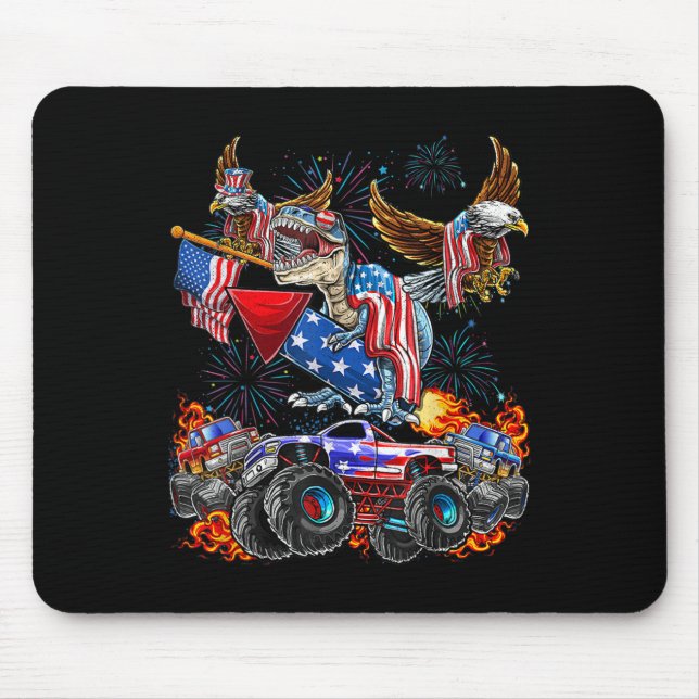 Mousepad Eagle Monster Truck Dinosaur July 4th America Patr (Frente)