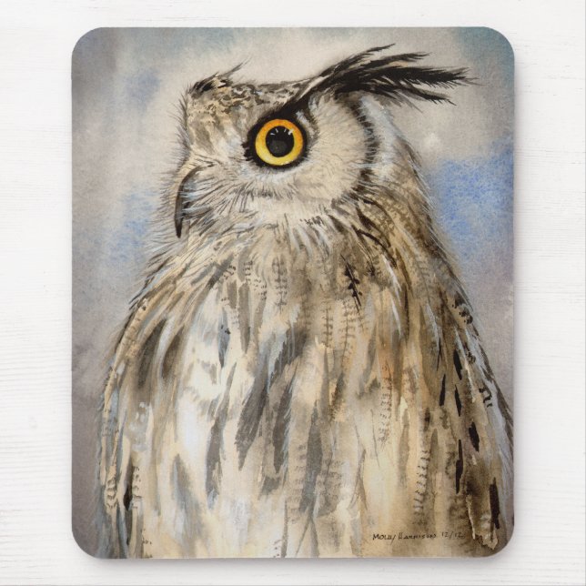Mousepad Eagle Owl Wildlife Art Retrato (Frente)
