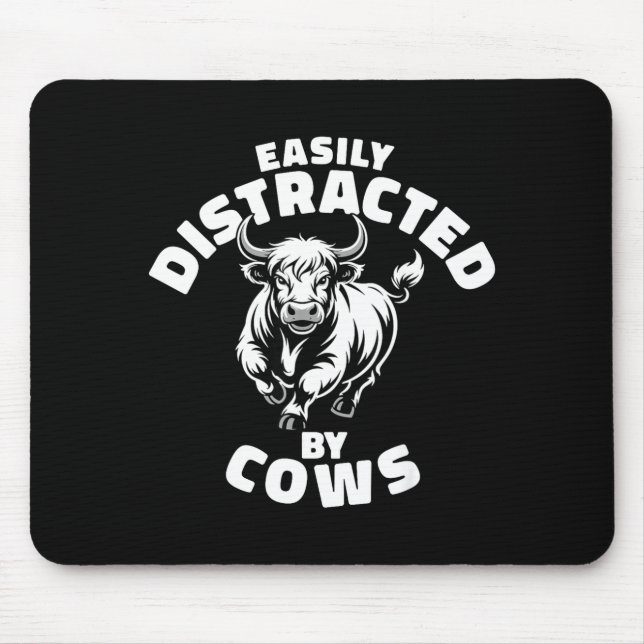 Mousepad Easily Distracted By Cows Western Highland Cow  (Frente)