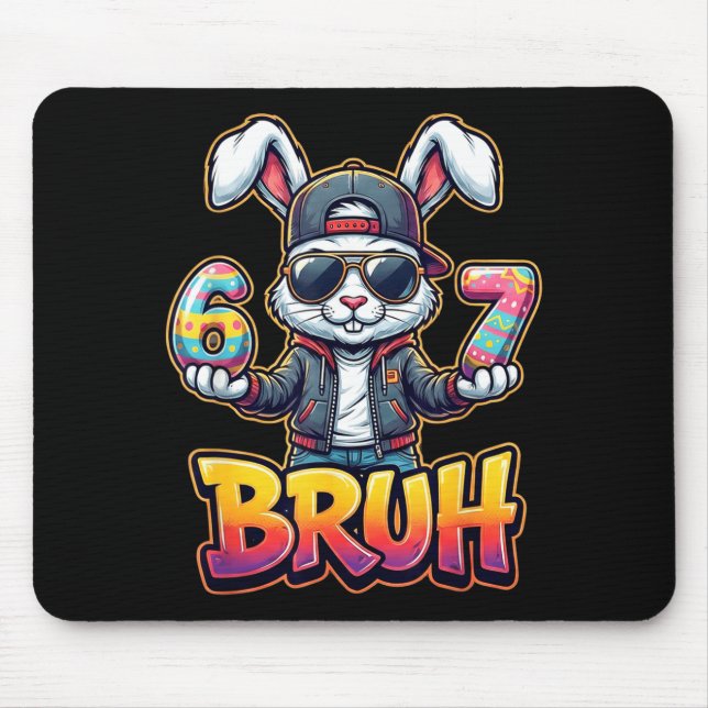 Mousepad Easter Bunny Meme Bruh – Funny 6 7 Easter Eggs Des (Frente)