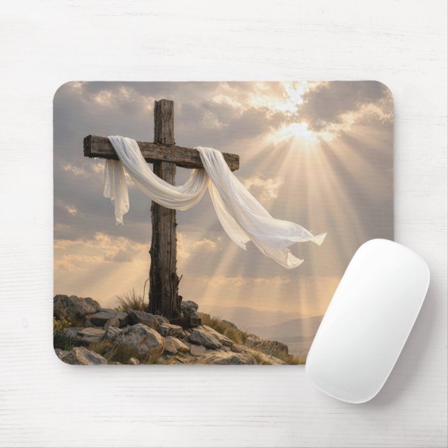 Mousepad Easter Cross with Shroud at Sunrise (Com mouse)