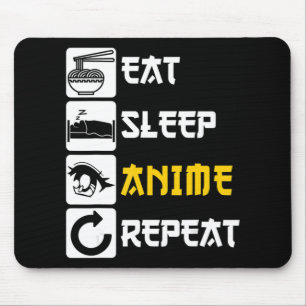 Mousepad Eat Sleep Anime Repete Manga Japão Dizendo Cosplay