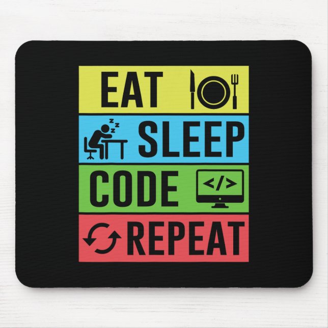Mousepad Eat Sleep Code Repeat Funny Programming Back To Sc (Frente)