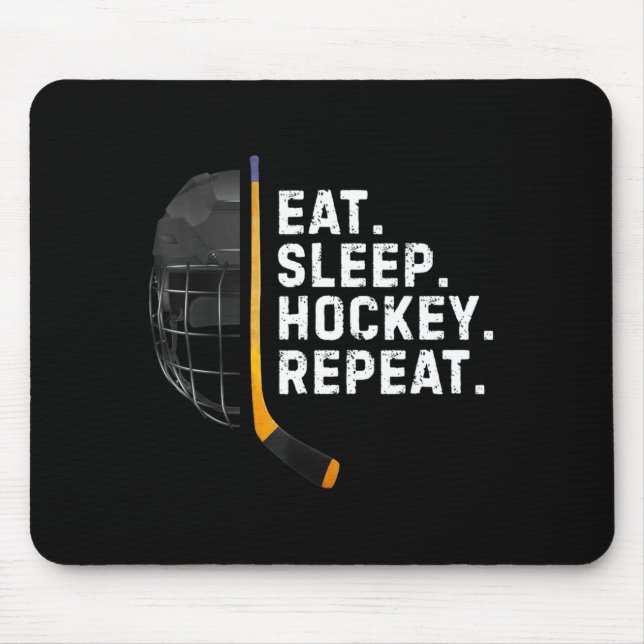 Mousepad Eat Sleep Hockey Repea Funny Cool Hockey Player  (Frente)