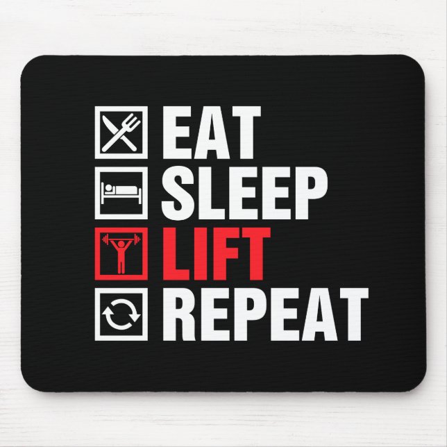Mousepad Eat Sleep Lift Repeat (Frente)