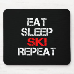 Mousepad Eat Sleep Ski Repete Montanhas do inverno Esquiar
