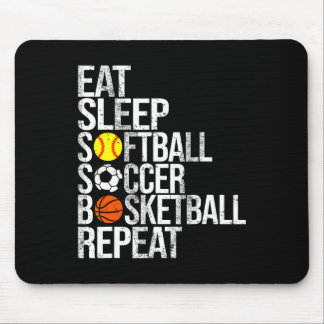 Mousepad Eat Sleep Softll Soccer Sketll Repeat Funny Sport 