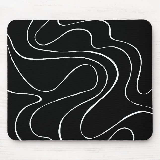 Mousepad Ebb e Fluxo 2 - Preto em Branco (Frente)