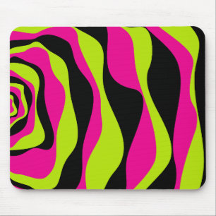 Mousepad Ebb e Fluxo 4 em Verde limão, rosa quente e preto