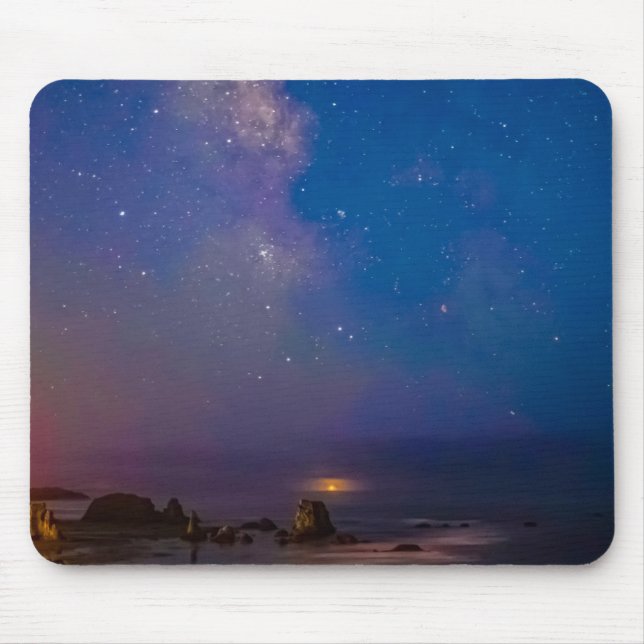 Mousepad Eclipse Lunar & Via Láctea | Praia de Bandon, Oreg (Frente)