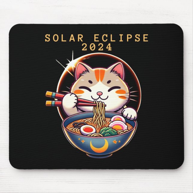 Mousepad Eclipse Solar 8 de Abril de 2024 Astronomia Gato K (Frente)