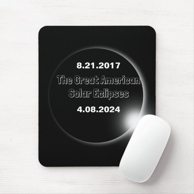 Mousepad Eclipse Solar com Data Dupla de 2024 & 2017 (Com mouse)
