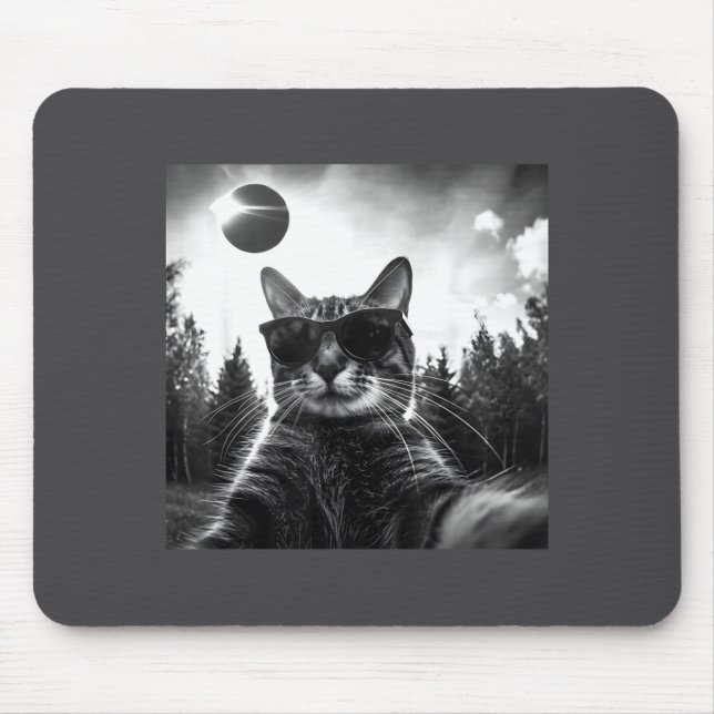 Mousepad Eclipse Solar do Gato 2024 Engraçado Totalidade Me (Frente)