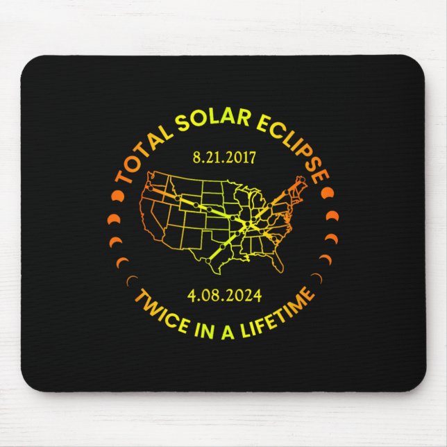 Mousepad Eclipse Solar Duas Vezes Na Vida 2024 Total Solar  (Frente)
