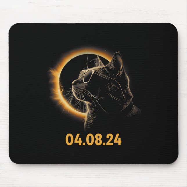 Mousepad Eclipse Solar Gato Óculos Eclipse Solar Gatos Engr (Frente)