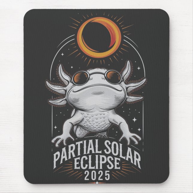 Mousepad Eclipse Solar Parcial 2025 Anfíbio Axolotl (Frente)