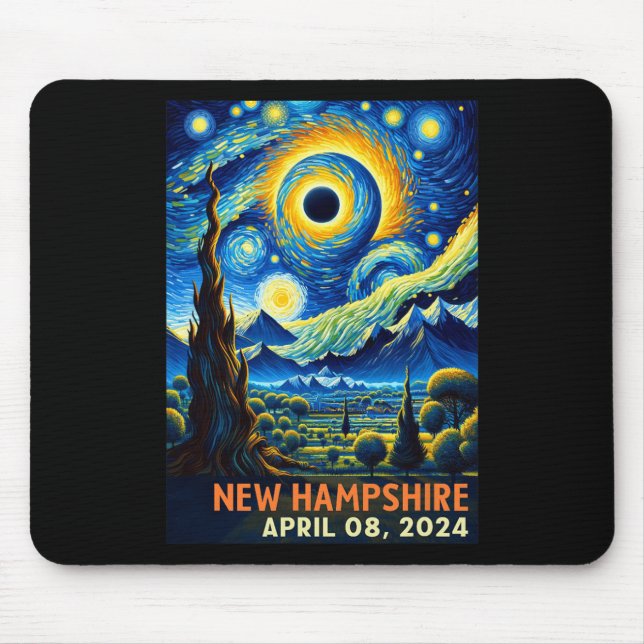 Mousepad Eclipse Solar Total 2024 New Hampshire Starry Nigh (Frente)
