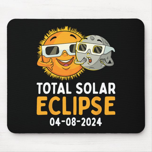 Mousepad Eclipse Solar Total 2024 Óculos Diversão Sun Moon  (Frente)