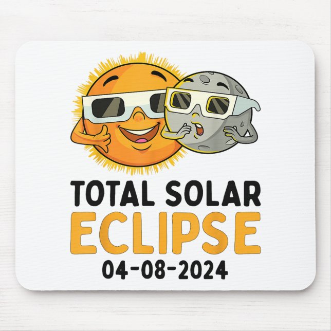 Mousepad Eclipse Solar Total 2024 Óculos Engraçados Sun Moo (Frente)