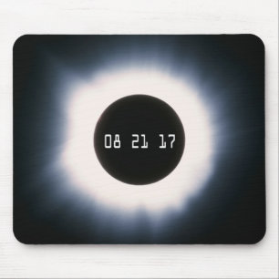 Mousepad Eclipse Solar Total de agosto de 2017 em preto e b