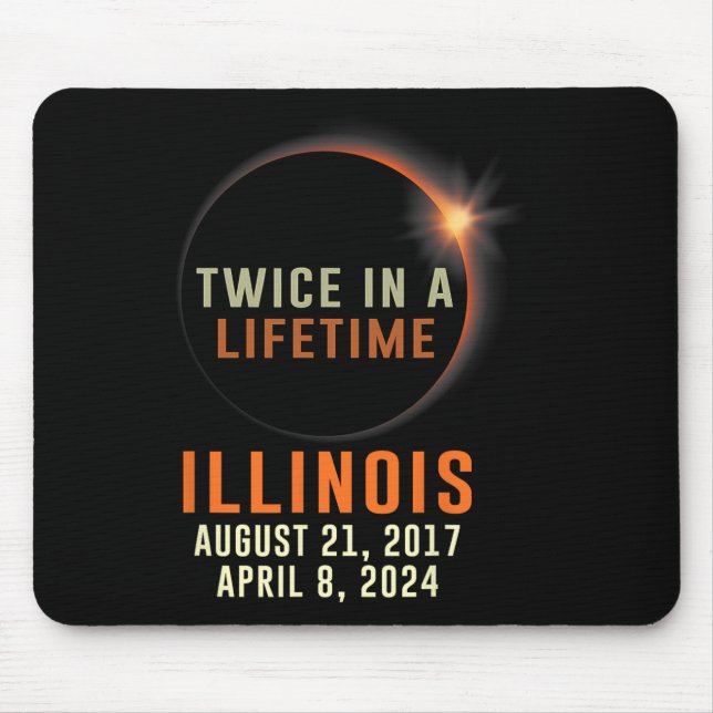 Mousepad Eclipse Solar Total De Illinois Duas Vezes Em Uma  (Frente)