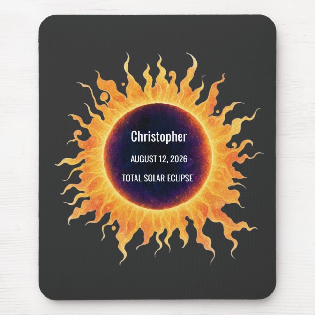 Mousepad Eclipse Total de Água-forte Total Solar 2026 Nome (Frente)