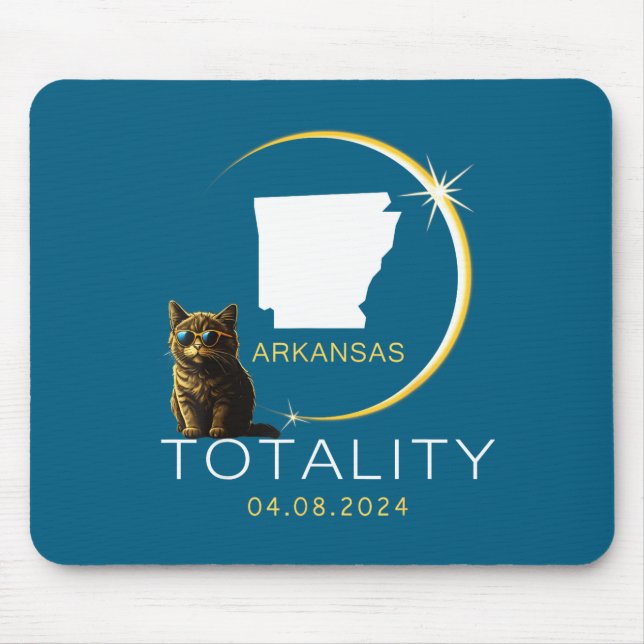 Mousepad Eclipse Total Solar Arkansas 2024 Gatos Divertidos (Frente)
