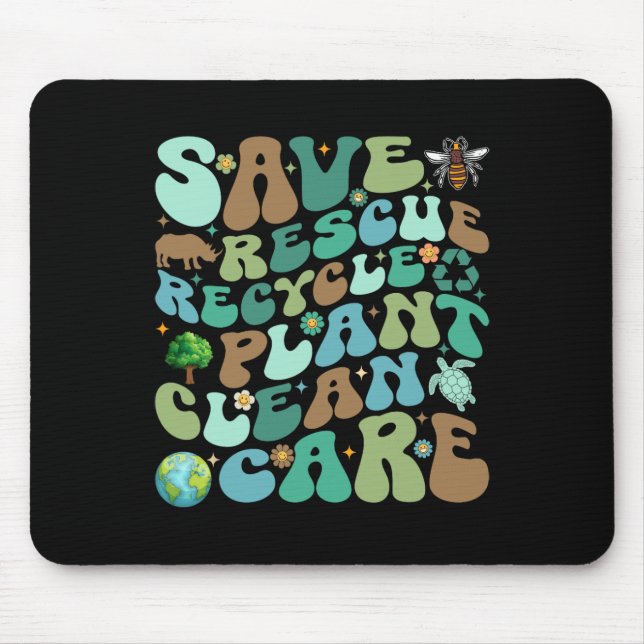 Mousepad Economize o Reciclar de resgate da planta Clean Ca (Frente)