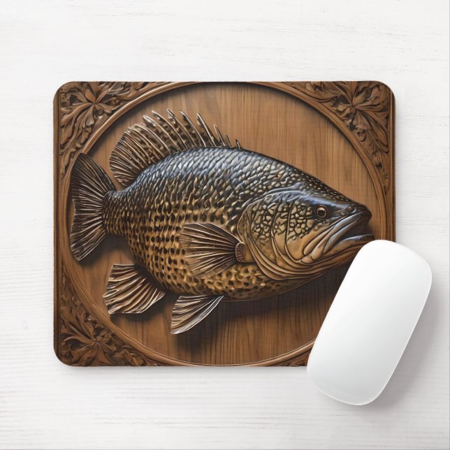 Mousepad Ecos do rio: Impressão de madeira de Murray Cod, (Com mouse)