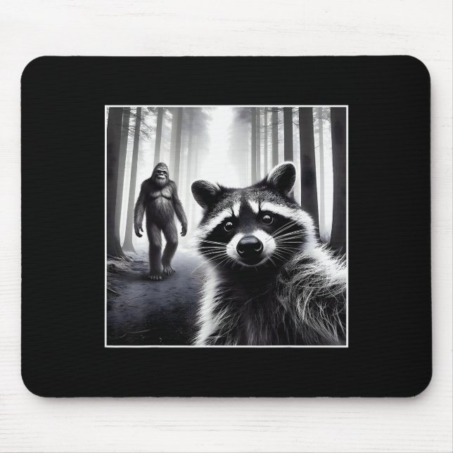 Mousepad Ed Raccoon Selfie With Sasquatch Bigfoot Funny Rac (Frente)