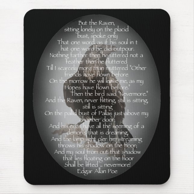 Mousepad Edgar Allen Poe "The Raven", ave do Poema de Hallo (Frente)