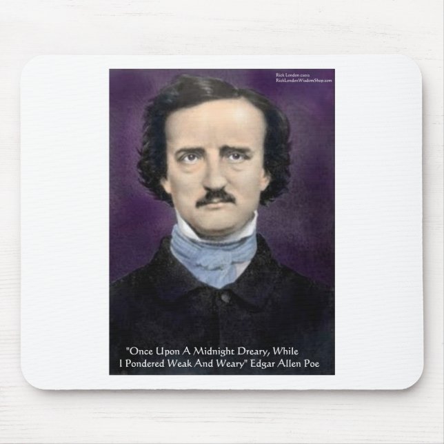 Mousepad Edgar Allen Poe "The Raven" Cita presentes e cartõ (Frente)