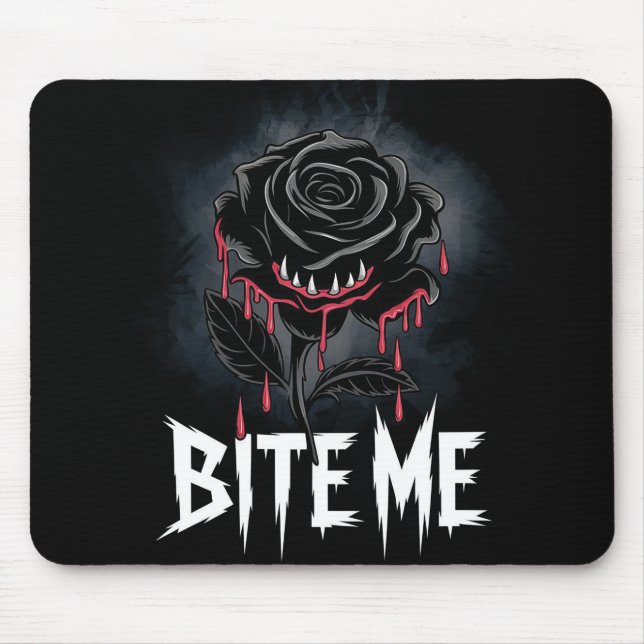 Mousepad Edgy 'Bite Me' Gótico Rosa (Frente)