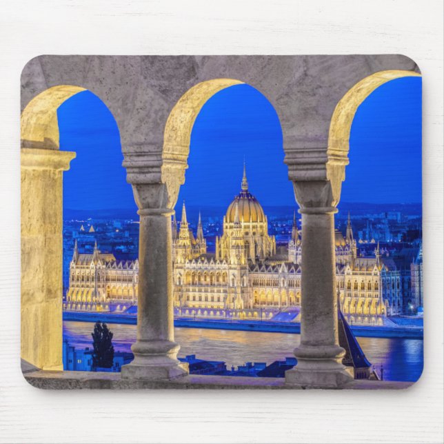 Mousepad Edifício do Parlamento Húngaro ao Crepúsculo (Frente)