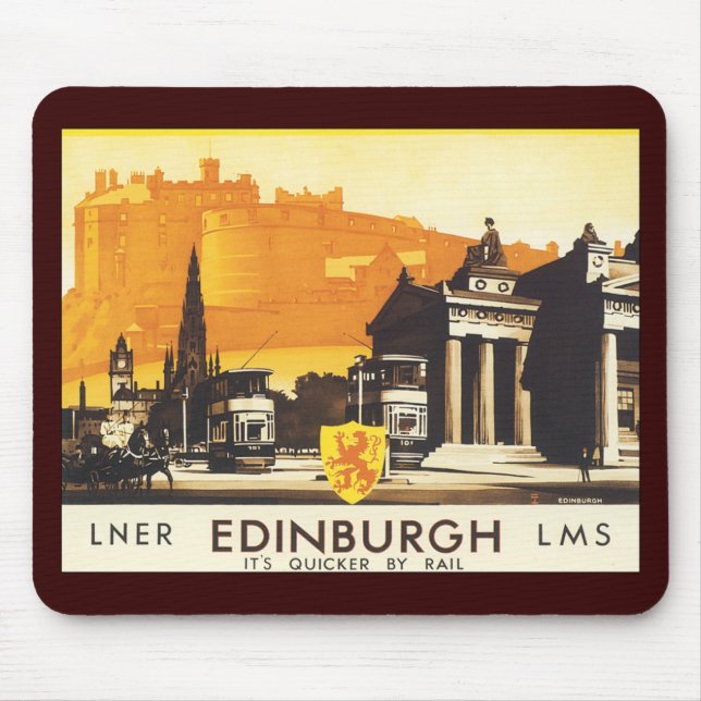 Mousepad Edinburgh via Poster do trem LNER (Frente)