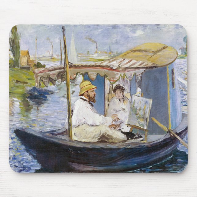 Mousepad Edouard Manet - Monet em seu barco estúdio (Frente)