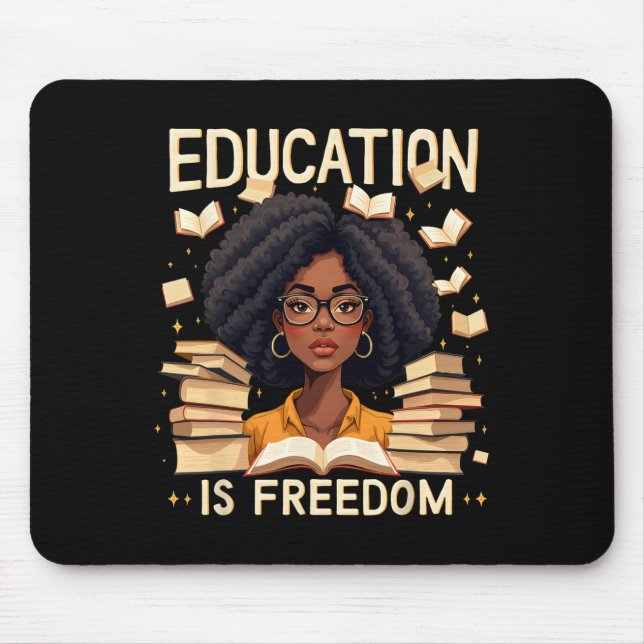 Mousepad Educação é liberdade - professor africano-american (Frente)