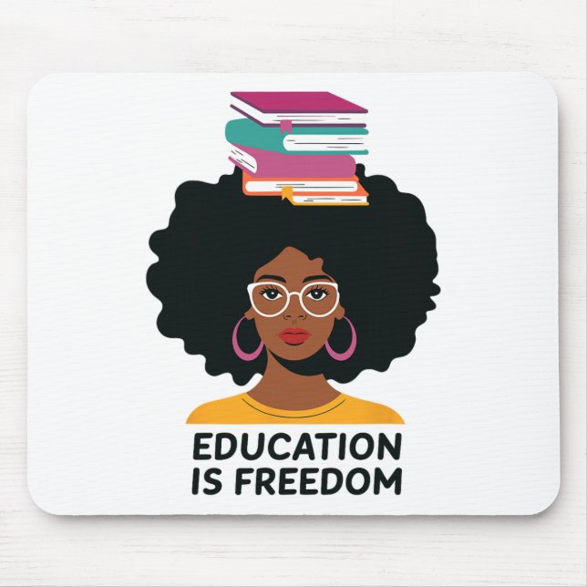 Mousepad Educação é Liberdade, professor negro ganha preto (Frente)